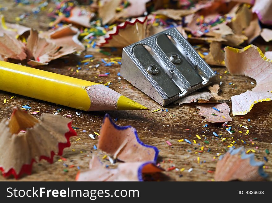 Yellow Pencil And Shavings