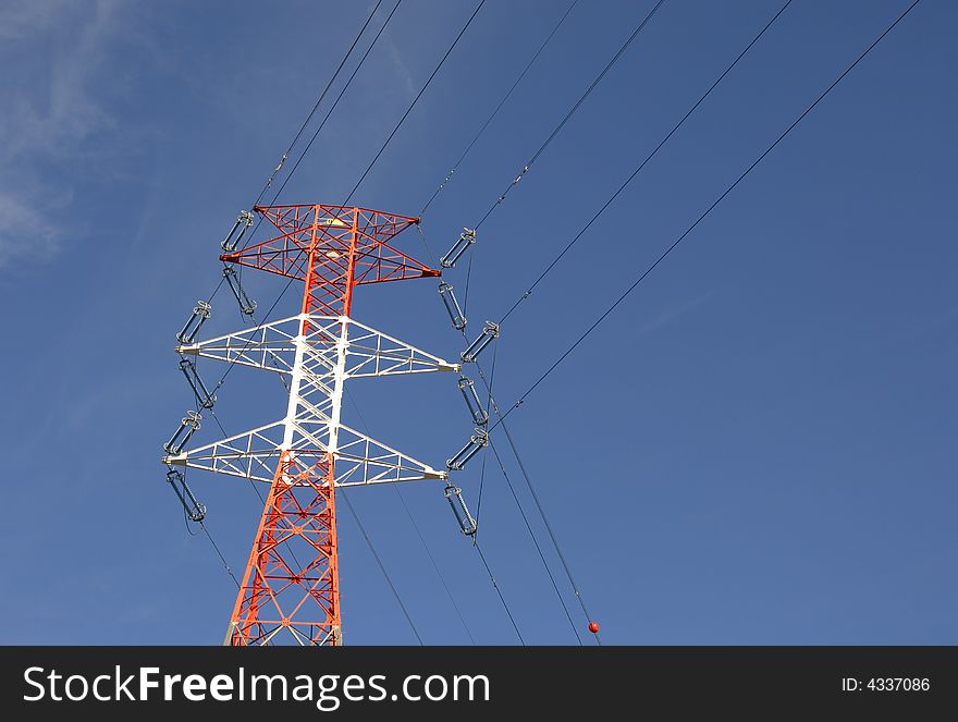 High voltage tower pylon in powerstation. High voltage tower pylon in powerstation