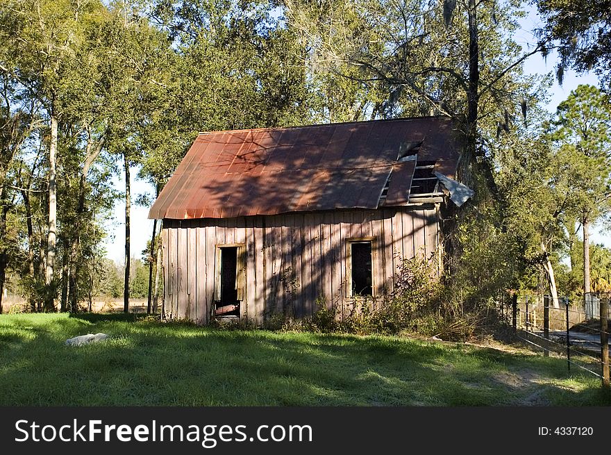 An old shack that was once a church stands abandoned in Florida.