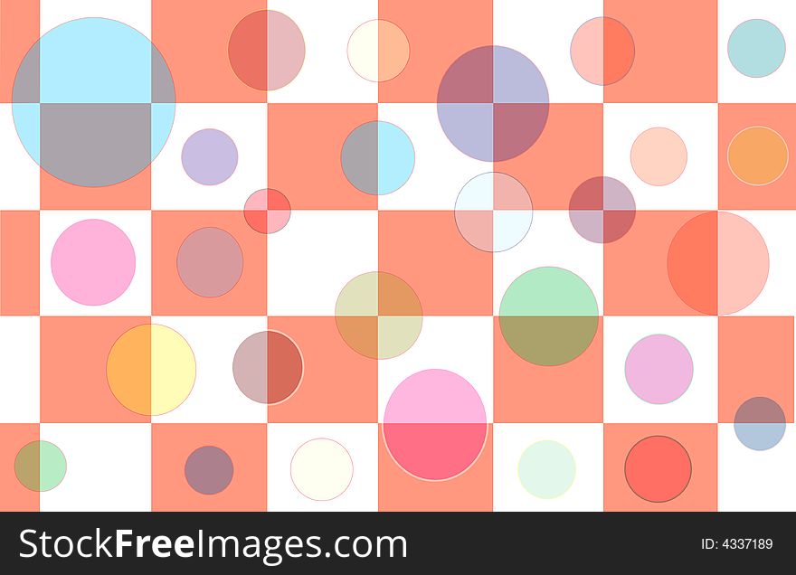 Checker pattern with floating multi-colored bubbles. Checker pattern with floating multi-colored bubbles