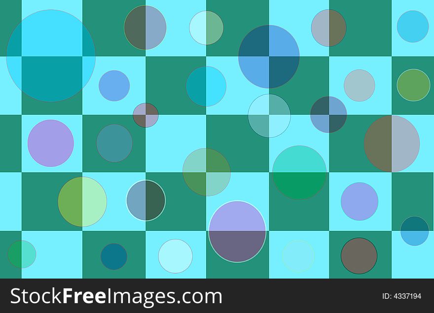 Checker pattern with floating multi-colored bubbles. Checker pattern with floating multi-colored bubbles