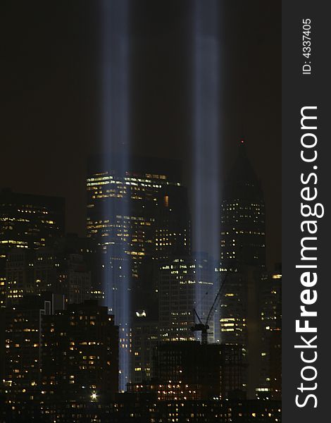 The Tribute in Light memorial for September 11th victims in the World Trade Center