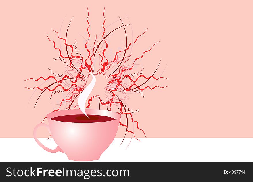 Vector image of tea cup for coffee break cards, posters and menu. Vector image of tea cup for coffee break cards, posters and menu