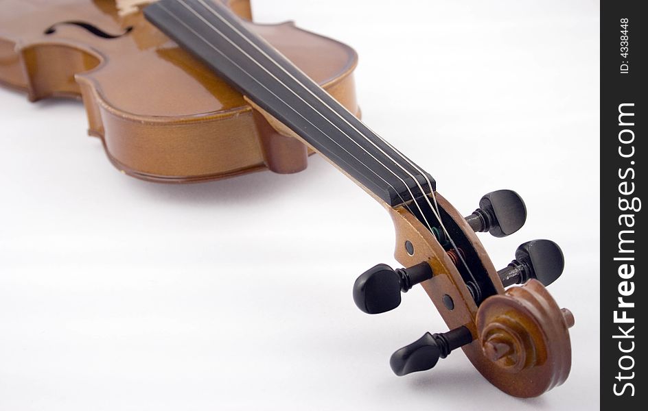 Close-up of Violin Neck on white background