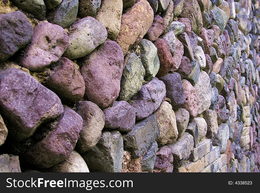 An old stone wall in a chinese village