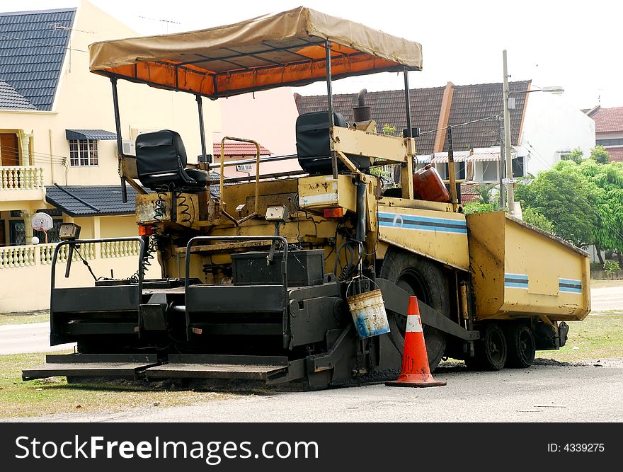 Road construction heavy equipment photo at the park. Road construction heavy equipment photo at the park