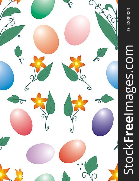 Easter eggs and flowers background. Easter eggs and flowers background