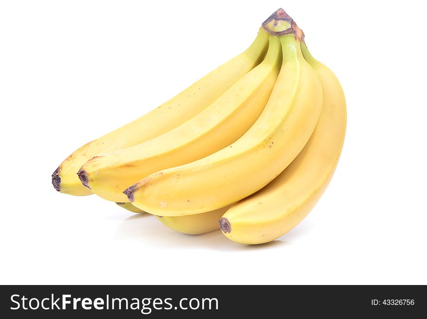 Ripe cluster of bananas on a white background. Ripe cluster of bananas on a white background