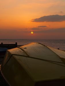 Sunset Over Sailing Boat Royalty Free Stock Images