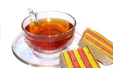 Transparent Cup Of Tea And Cookies Stock Image