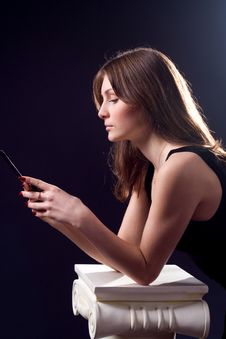 Lady With Mobile Phone Stock Image