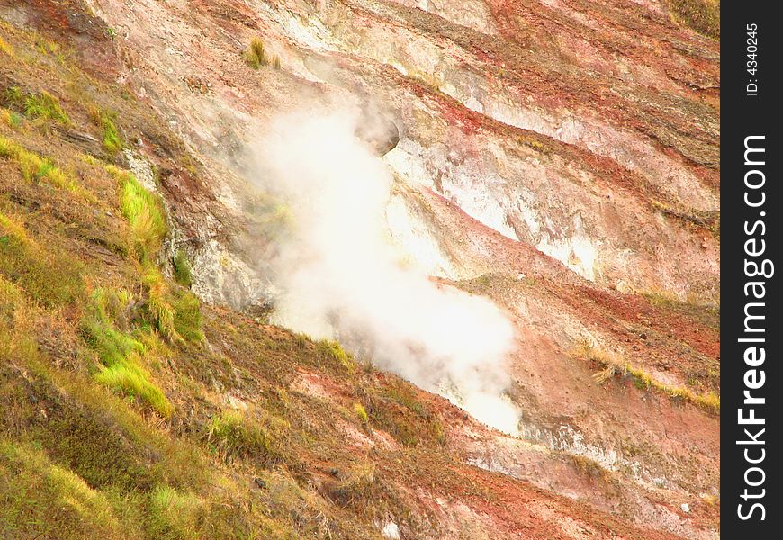 Volcanic steam at Taal crater, Batangas, Philippines.