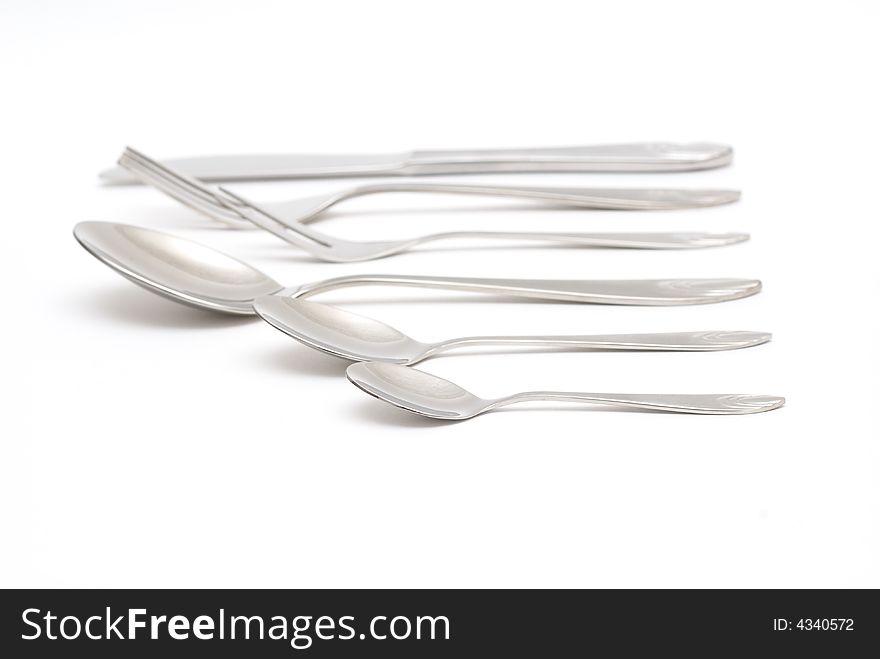 Silver table wares isolated on white. Silver table wares isolated on white