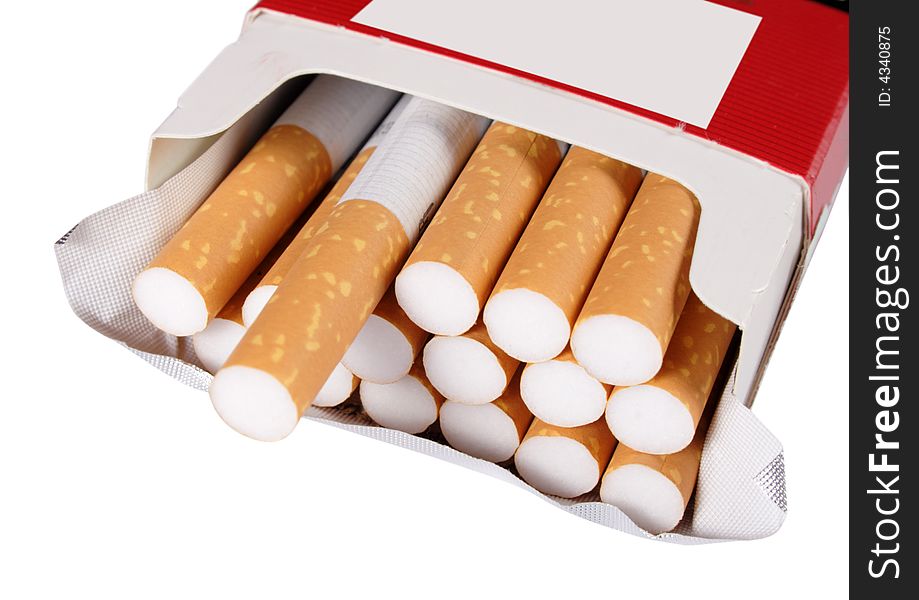 Box of cigarettes isolated on white background.