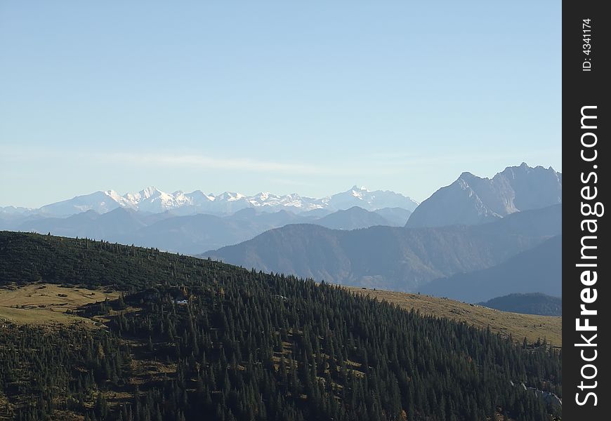 Alps mountains. View from Hochries berg. Alps mountains. View from Hochries berg