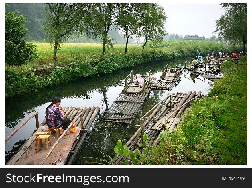 Women and a raft