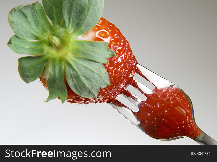 Fresh Strawberry on a fork