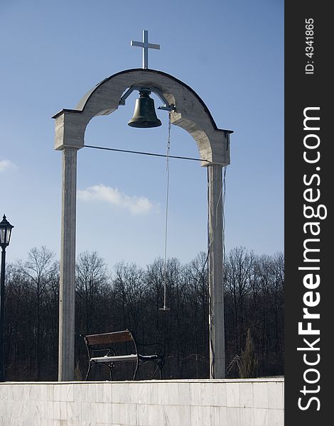 Bells of small orthodox church in Sumarice park, Kragujevac, Serbia. Bells of small orthodox church in Sumarice park, Kragujevac, Serbia