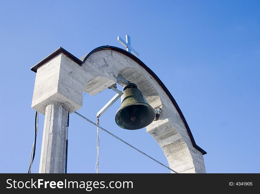 Bells of small orthodox church in Sumarice park, Kragujevac, Serbia. Bells of small orthodox church in Sumarice park, Kragujevac, Serbia