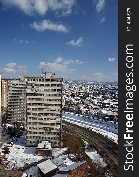 Panoramic view of downtown of Kragujevac city, Republic of Serbia