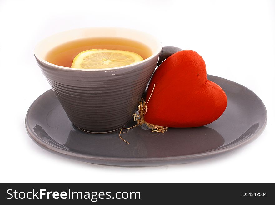 Cup of tea and red heart