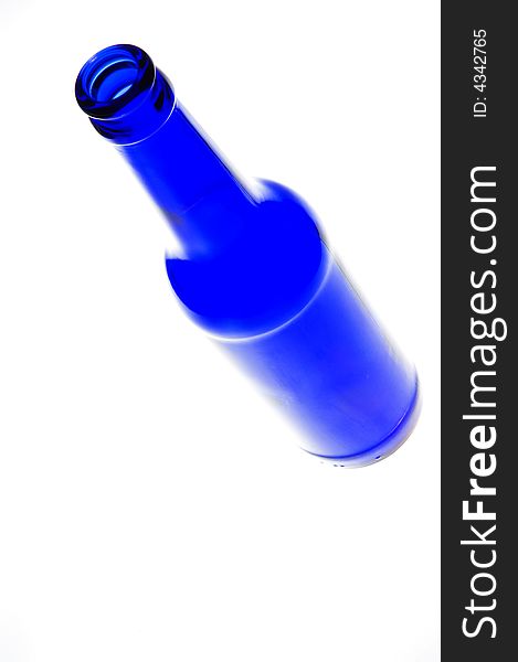 Blue bottle on beer or wine
