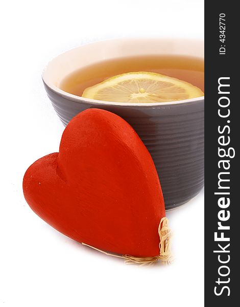 Cup of tea and red heart