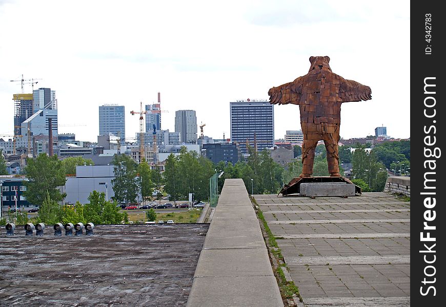 Statue And Buildings