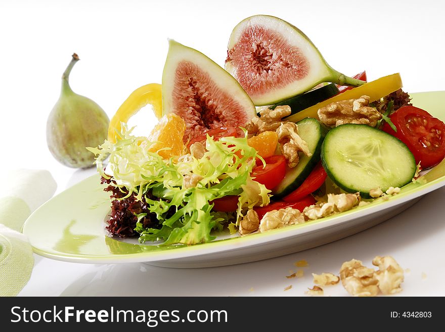 Salad with fresh fig and vegetables. Salad with fresh fig and vegetables