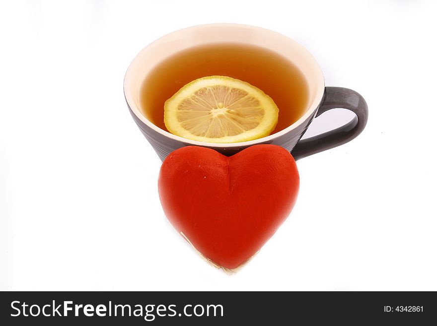 Cup of tea and red heart
