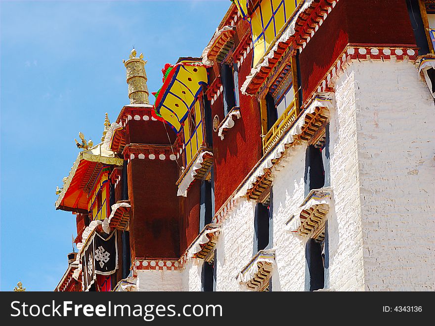 Part of the Potala palace in Lhase Tibet