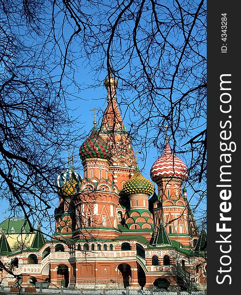 St. Basil Cathedral on the Red Square in Moscow in winter. St. Basil Cathedral on the Red Square in Moscow in winter