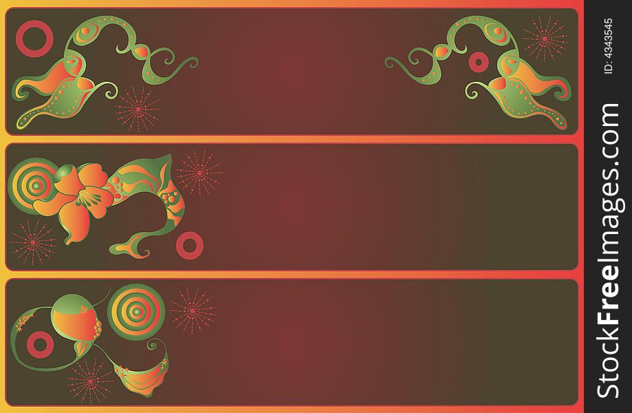 Illustration of decorative banners with abstract patterns