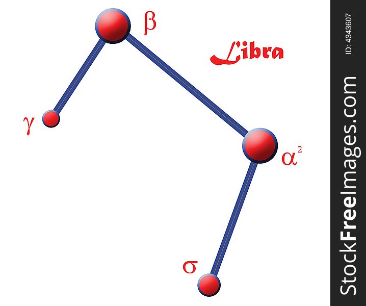 It's the constellation of libra, blue and red. There are the big and the small stars, the greek letters to indicate them, and the text Libra. The letters and the text can be easily deleted if you do not like it!. It's the constellation of libra, blue and red. There are the big and the small stars, the greek letters to indicate them, and the text Libra. The letters and the text can be easily deleted if you do not like it!