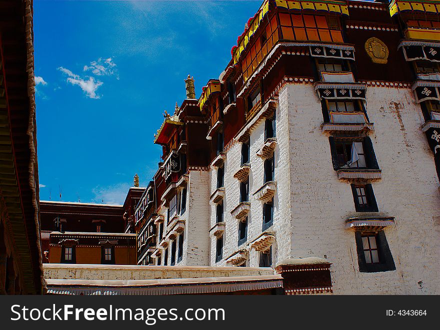 Part of the Potala palace in Lhase Tibet