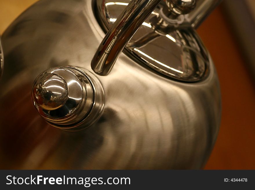 Macro of Brush Aluminum tea kettle. Macro of Brush Aluminum tea kettle