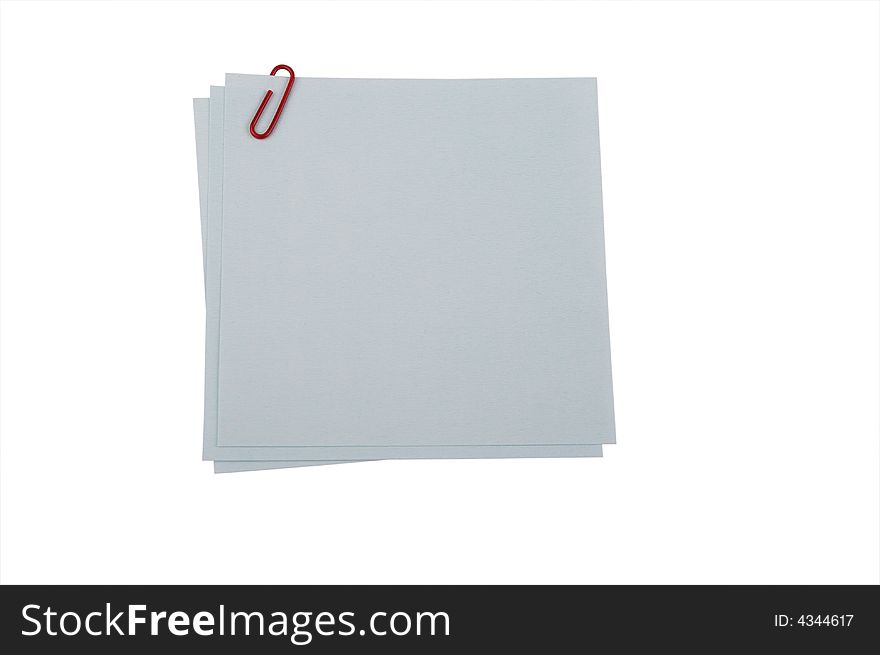 Paper peaces with clip  isolated on white 2. Paper peaces with clip  isolated on white 2