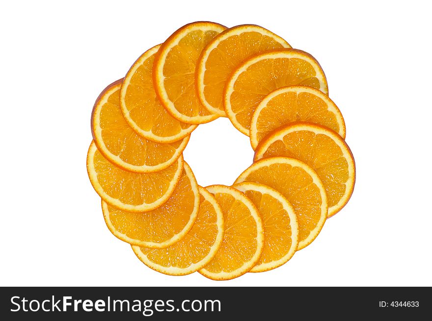 Orange slice ordered in circle pattern. Orange slice ordered in circle pattern