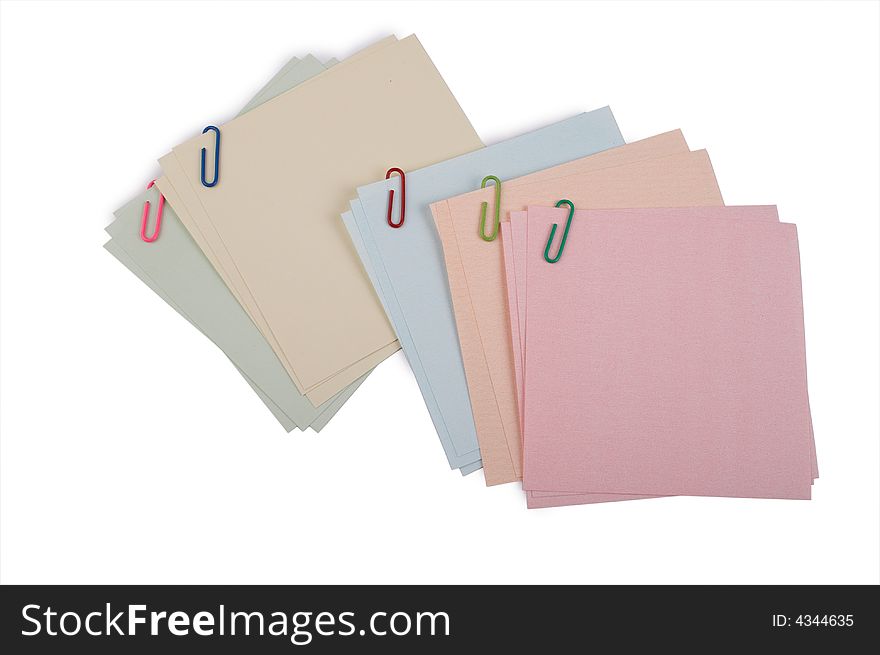 Five cups of paper peaces with clip isolated on white 2. Five cups of paper peaces with clip isolated on white 2