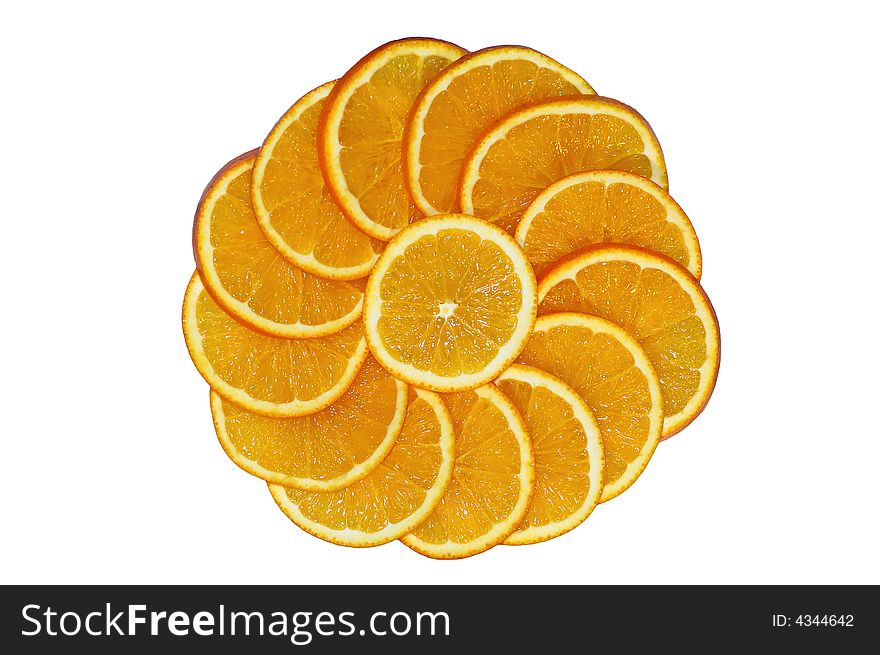 Orange slices ordered in a round. Orange slices ordered in a round