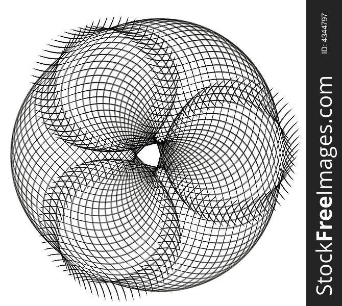 Abstract fractal image resembling a frayed mesh ball