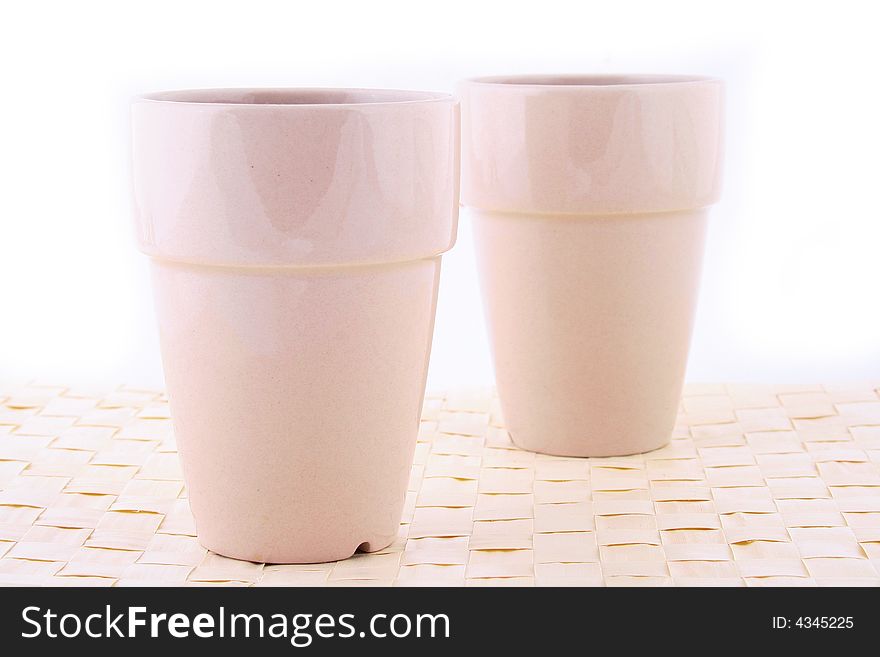 Two white mug isolated on a white background