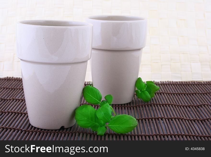 Two white mug isolated on a white background