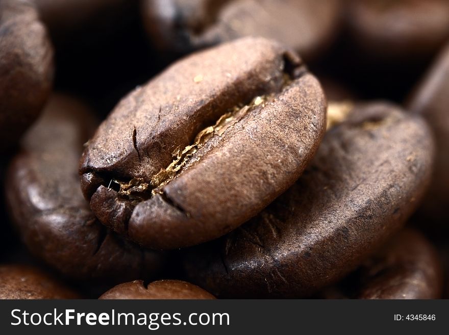 Coffee grain macro shoot as background