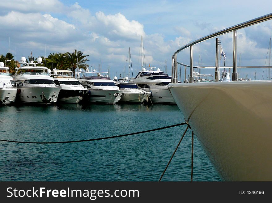 A view of boats or yachts in a Marina. A view of boats or yachts in a Marina