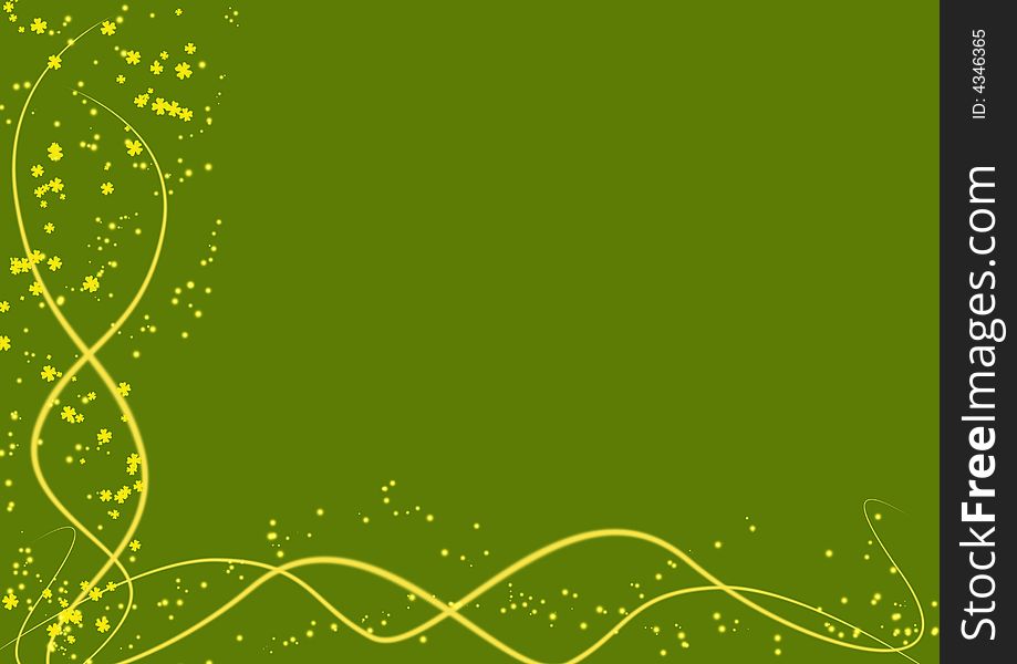 Background with yellow lines and leaves clovers