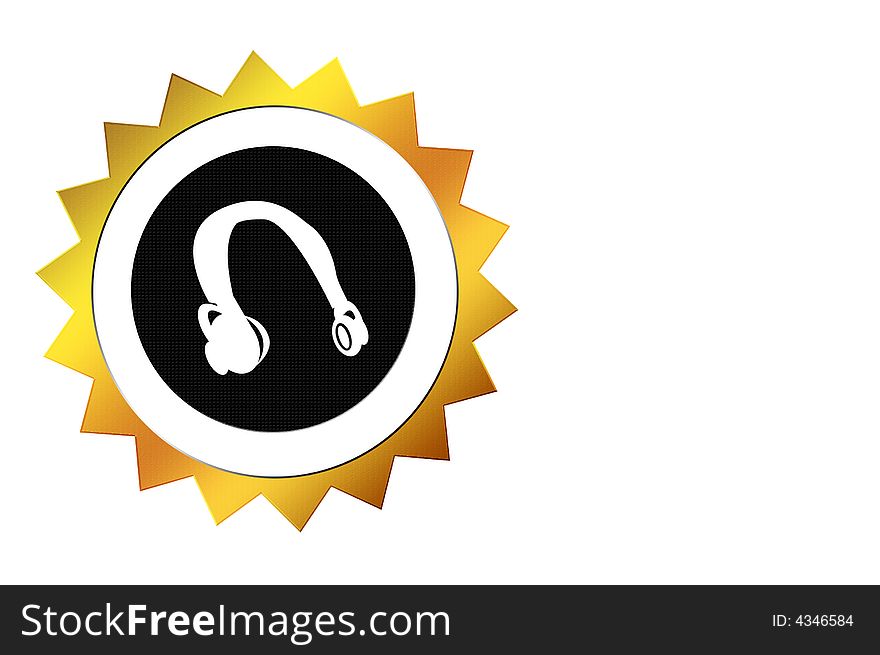 Illustration of a seal with a headphone icon. Illustration of a seal with a headphone icon