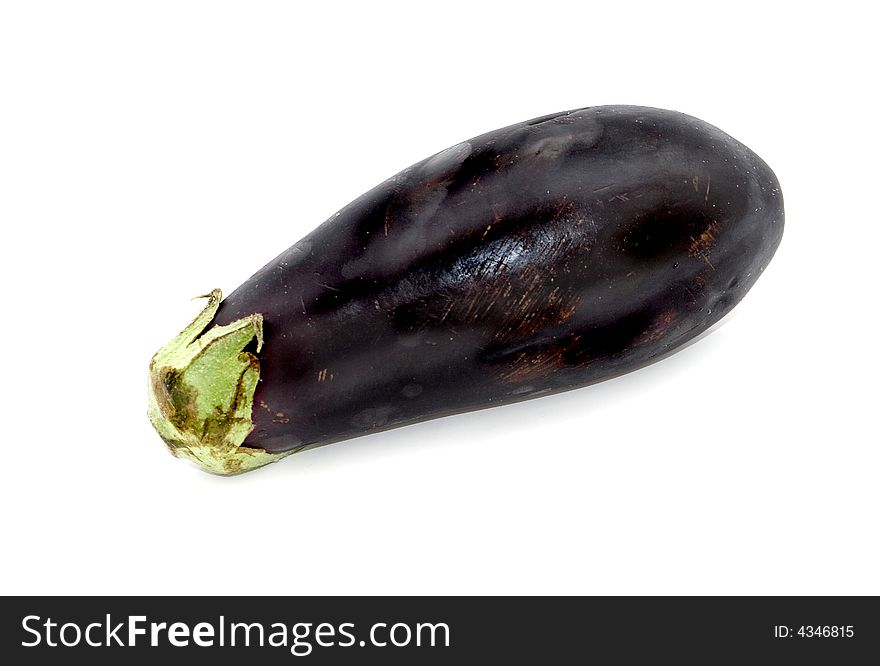 Big scratched eggplant isolated on white
