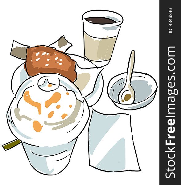 A rich breakfast starbucks-themed! Long coffee, croissant and milkshake!