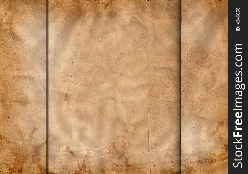 High resolution image of a dirty grungy piece of paper, made of separate paper pieces and including stains and marks. High resolution image of a dirty grungy piece of paper, made of separate paper pieces and including stains and marks.